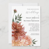 Terracotta, Peach, Blush Floral Wedding Invitation (Devant)