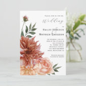 Terracotta, Peach, Blush Floral Wedding Invitation Kaart (Staand voorkant)