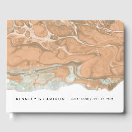 Terracotta Peach & Mint Minimalist Marble Guest Gastenboek