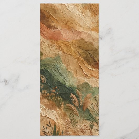 Terracotta Peach Pressé Fleurs Boho Menu Mariage (Dos)