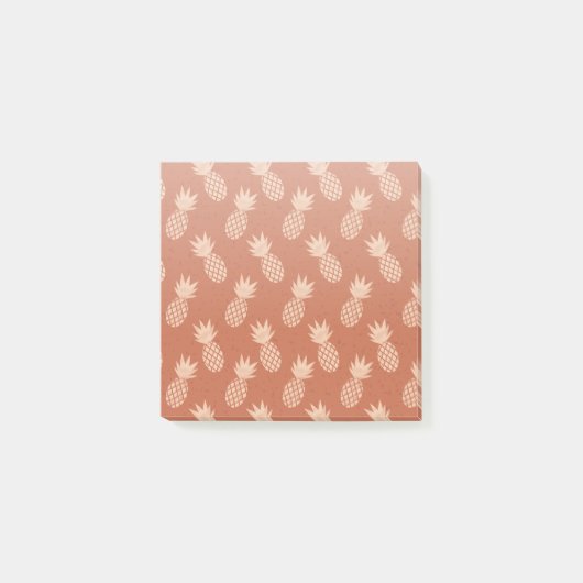 Terracotta & Peach Tropisch anananassolpatroon Post-it® Notes (Voorkant)