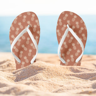 Terracotta & Peach Tropisch anananassolpatroon Teenslippers