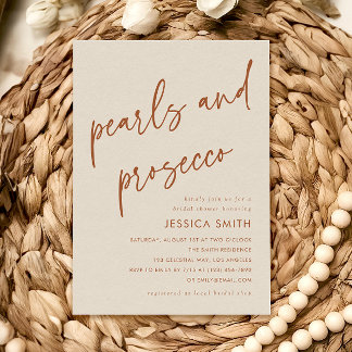 Terracotta Pearls and Prosecco Bridal Shower Kaart