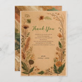 Terracotta perzik geperste bloemen Boho dank u Kaart (Voorkant / Achterkant)