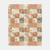 Terracotta Perzik Quilt Patchwork Gingham Bloem Fleece Deken (Voorkant)