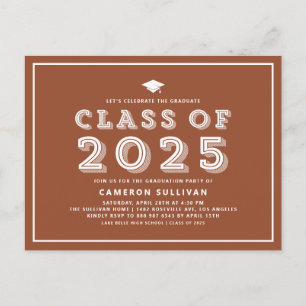 Terracotta Pet Klasse van 2024 Retro Afstuderen Uitnodiging Briefkaart