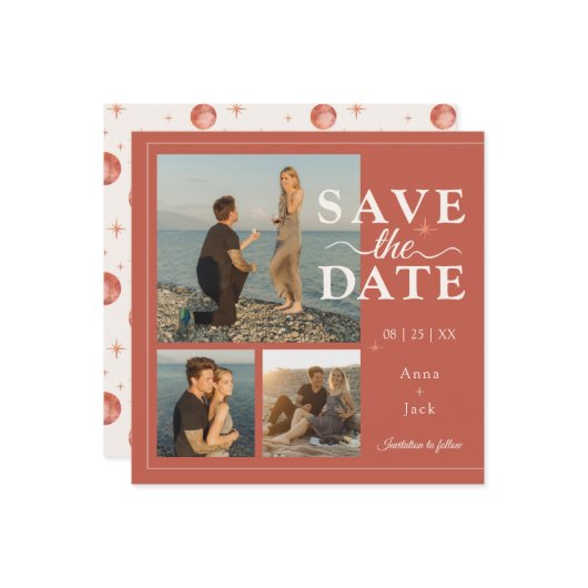 Terracotta Phase de Lune 3 Photo Save the Date – B (Devant/Arrière en situation)