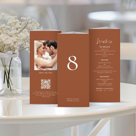 Terracotta Photo Mariage Menu Table Pas Triple