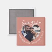 Terracotta Photo Modern Script Save the Date Magneet (Voorkant / Achterkant)