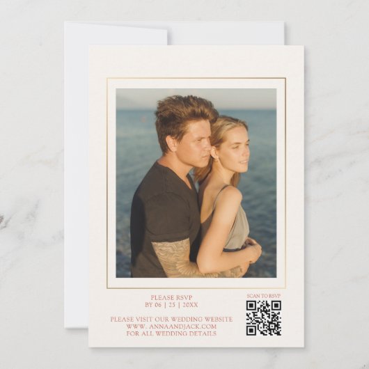 Terracotta Photo QR Code Faire-part de mariage (Dos)