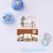 Terracotta Photo Wedding Invite QR Code Save Date Flyer (Enkel)