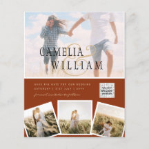 Terracotta Photo Wedding Invite QR Code Save Date