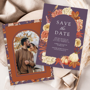 Terracotta Pompoen Bloem Stof Purperen Huwelijk Save The Date