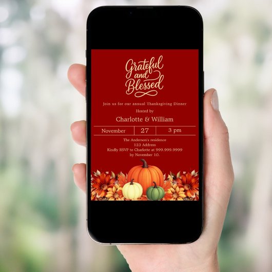 Terracotta pompoen dankbare gezegende Thanksgiving Kaart