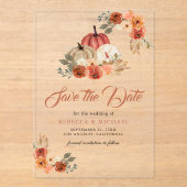 Terracotta Pompoen Trouw Save the Date Acryl Uitnodigingen (Voorkant)