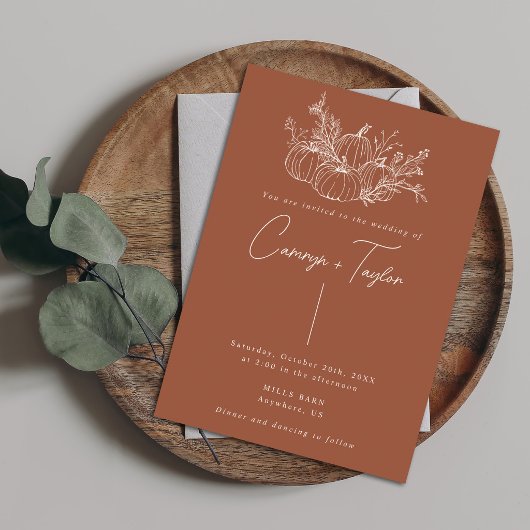 Terracotta Pumpkin Wedding Invitation