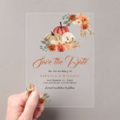 Terracotta Pumpkin Wedding Sla de datum op Acryl Uitnodigingen (Insitu (Draagbaar))