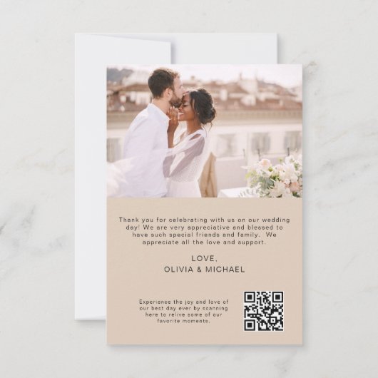 Terracotta QR Code Bruiloft Dank u Foto Bedankkaart (Achterkant)