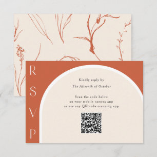 Terracotta QR-code Modern Arch Wedding online RSVP Kaartje