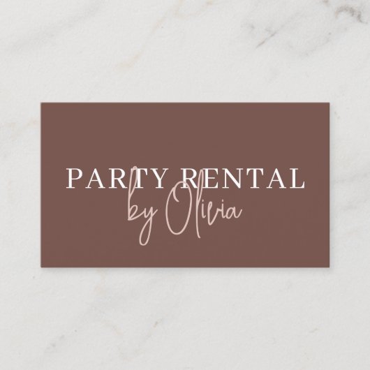 Terracotta QR Code Party Rental Modern Visitekaartje (Voorkant)