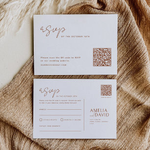 Terracotta QR-code RSVP-Briefkaart Notitiekaartje