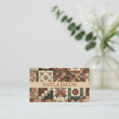 Terracotta Quilt Patchwork Handgemaakte kleding Visitekaartje (Staand voorkant)