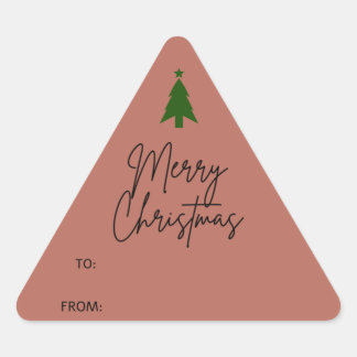 Terracotta Red Boho kerstcadeaus Driehoek Sticker