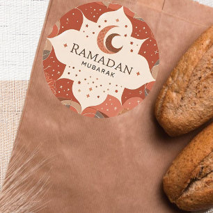 Terracotta Red Craft Ramadan Mubarak Ronde Sticker