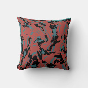 Terracotta Red Turquoise Black Small Shapes Print Kussen