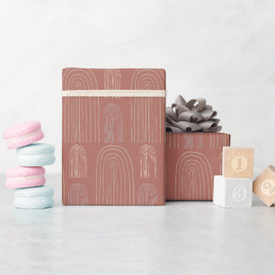 Terracotta Regenboog Mid Century Chic Patroon Cadeaupapier