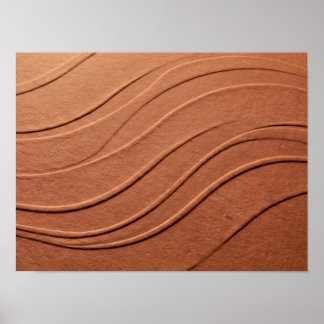 Terracotta reliëf golftextuur poster