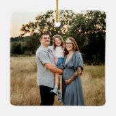 Terracotta Retro Boho Minimalistische foto Kerstmi Keramisch Ornament (Achterkant)