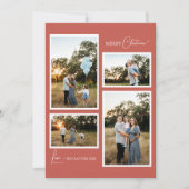 Terracotta Retro Boho Minimalistische Vier Foto Feestdagenkaart (Voorkant)
