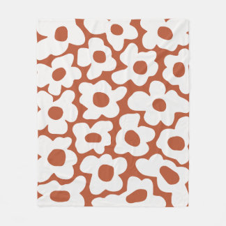 Terracotta Retro Groovy Baby Bloemen Patroon Fleece Deken