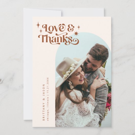 Terracotta Retro Love & Bedankt White Arch Wedding (Voorkant)