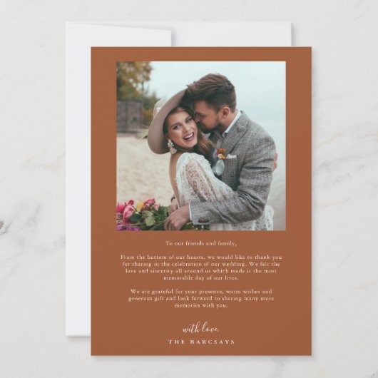 Terracotta Retro Love & Bedankt White Arch Wedding (Achterkant)