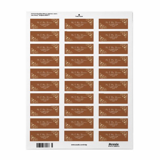 Terracotta Return Address Label (Full Sheet)