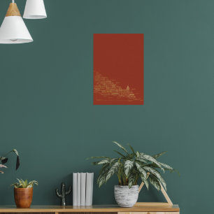 Terracotta Roest Berglandschap Minimalistische Kun Poster