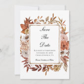 Terracotta Roest Boho Bloemige Bruiloft Save The Date (Voorkant)