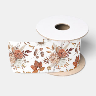 Terracotta Roest Boho Bloemige Herfstloof Lint