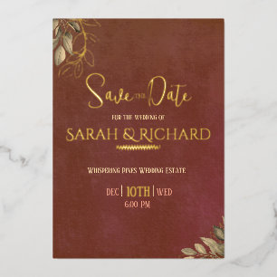 Terracotta Roest Boho Fluwelen Trouw Save the Date Folie Uitnodiging
