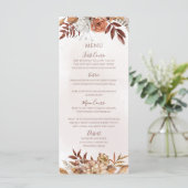 Terracotta Roest Bruiloft Boho Herfst Loof Menu (Staand voorkant)
