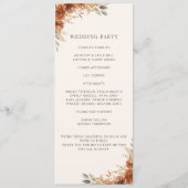 Terracotta Roest Herfst Bloemen Trouwprogramma Programma (Achterkant)