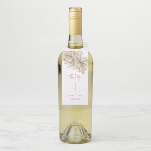 Terracotta Roest Moderne Boog Palm Leaf bruiloft I Flessenhanger (Op fles)