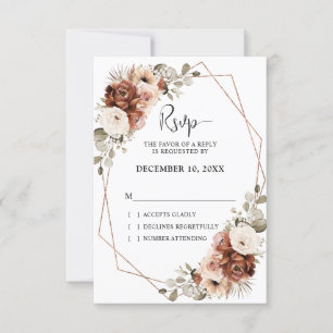Terracotta Roest Pampagras Rustieke Boho Bruiloft RSVP Kaartje