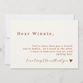 Terracotta Roest Script Bruidsmeisje voorstel Kaar Kaart (Achterkant)