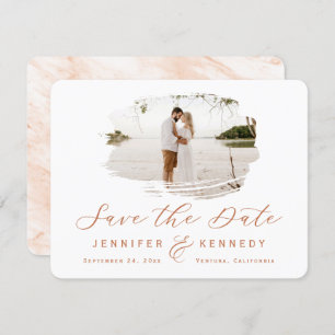 Terracotta Romantic geborsteld Lijst met foto Save The Date