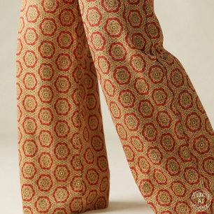 Terracotta Rood Mosterd Geel Boho Geometrisch Stof