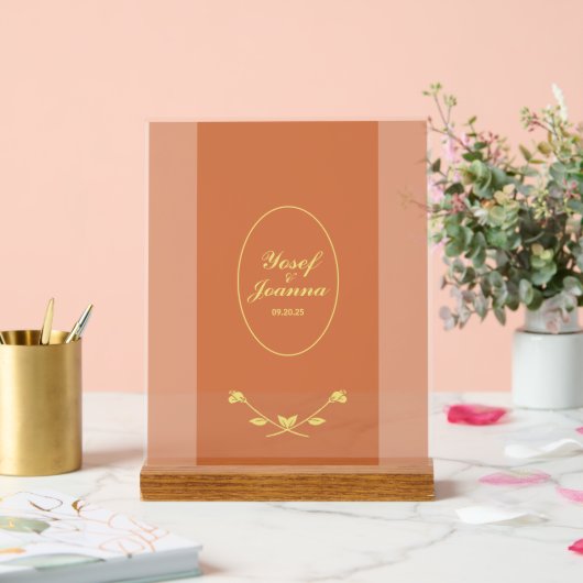 Terracotta Roos bruiloft acryl teken Acryl Bord (Huwelijk)