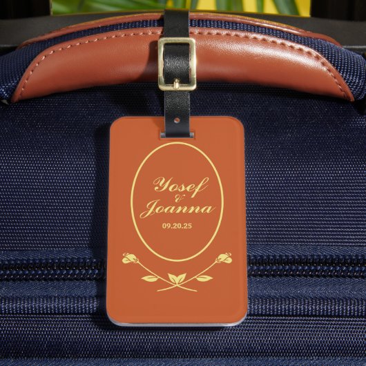 Terracotta Roos bruiloft Bagagelabel (Voorkant Insitu 2)